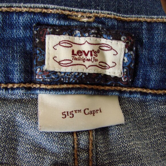 Levi's 515 Capri Jeans Cropped High Waist Cuffed Medium Wash Size 10 Petite 10P - Picture 3 of 13